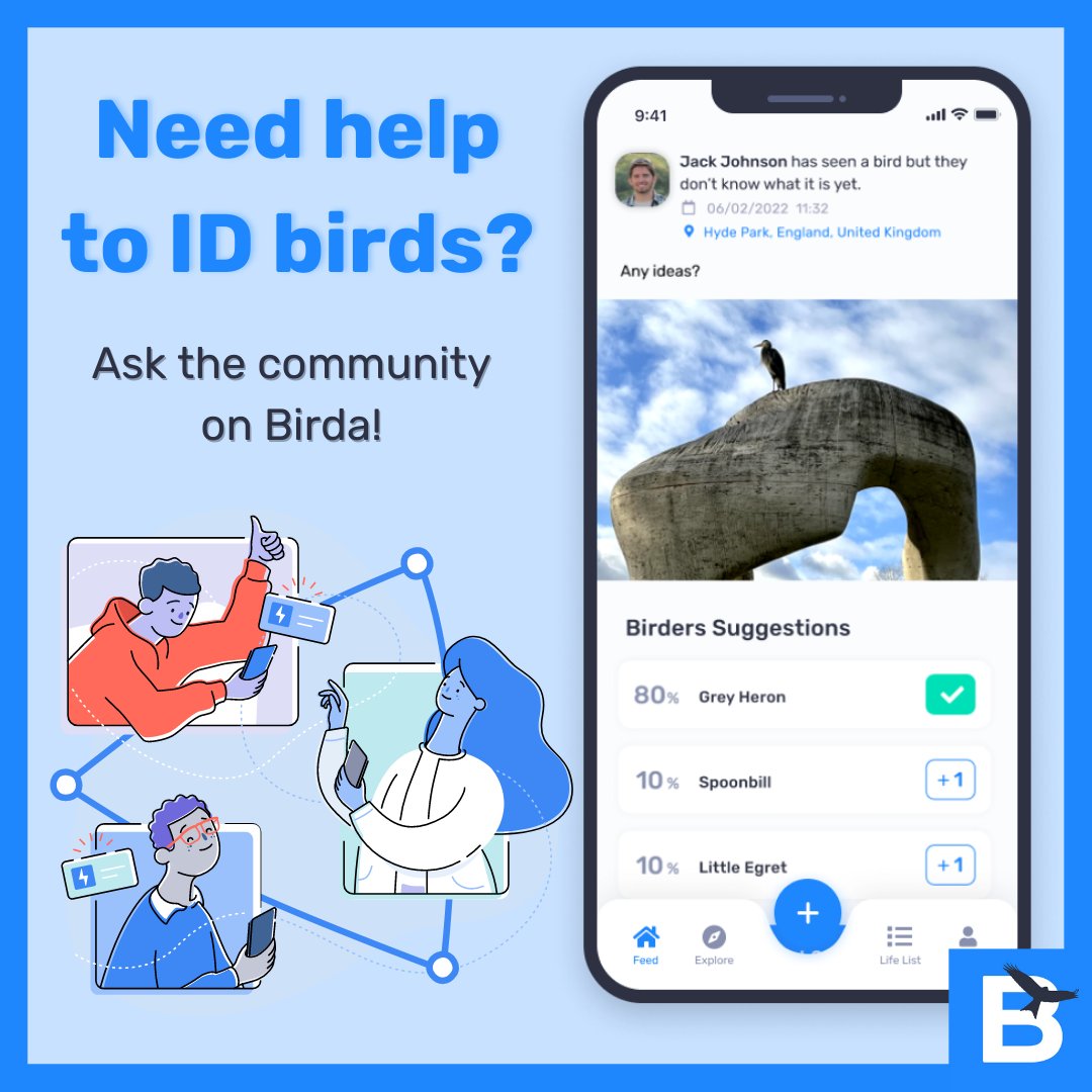 birda_org's tweet photo. Do you need help to ID birds? Why not download the Birda app and ask the community?
Log an 'Unidentified Sighting' and receive friendly advice and suggestions!
#birdID #helpbirdID #birdIDhelp #whatbird #whichbird #bird #birda #birds #wildlife #birdidentification #birding https://t.co/oz0sxHmA6Z