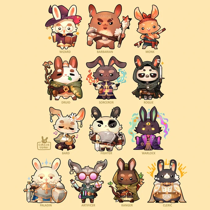 easter? i don't carrot all about that but anyway here's dnd classes as wabbit🐰 