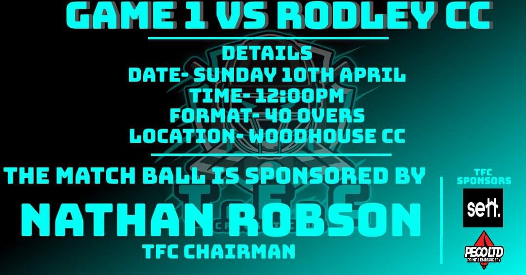 ThanksCricket's tweet photo. We are very excited for our first ever outdoor game Vs @RodleyCricket. Both sides will be looking to prepare for the season ahead over the next few days!

The countdown is on with just 7 days to go!

You don’t want to miss this one! 🏏

Ball sponsor @NathanRobson7 https://t.co/wYe3cXIKZu