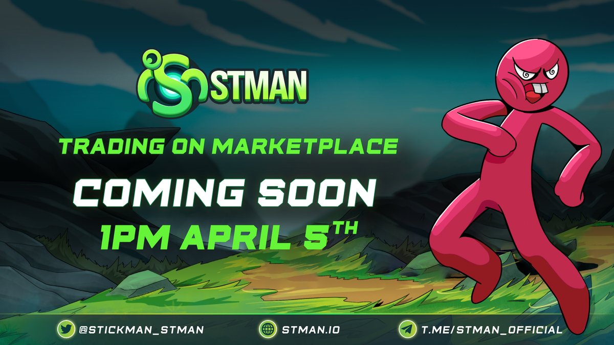 📣Time to Trading on Marketplace is set for 5th April.📣

Is this time you are waiting for? It's coming closer.🥳 

📌#STMAN Marketplace will open for trading boxes and NFTs with SS and SSS rarity level at 1 PM UTC 5th April.

👉Note down the time and stay tuned.