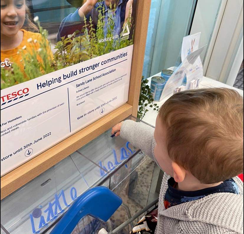Please vote your Tesco tokens to Sandy Lane School Association throughout April. TESCOS Warfield, Martins Heron, Forest Park and Ascot High St. <a href="/sandylaneBF/">Sandy Lane School</a> <a href="/sandy_nursery/">Nursery</a> <a href="/SandyLaneYearR/">Sandy Lane Reception</a> <a href="/year1SL/">Sandy Lane Year 1</a> <a href="/SandyLaneYear3/">Sandy Lane Year 3</a> <a href="/Year2SandyLane/">Sandy Lane Year 2</a> <a href="/sandylaneY4/">Sandy Lane Year 4</a> <a href="/sandylaneyr5/">Sandy Lane Year 5</a> <a href="/sandylaney6/">Sandy Lane Year 6</a>