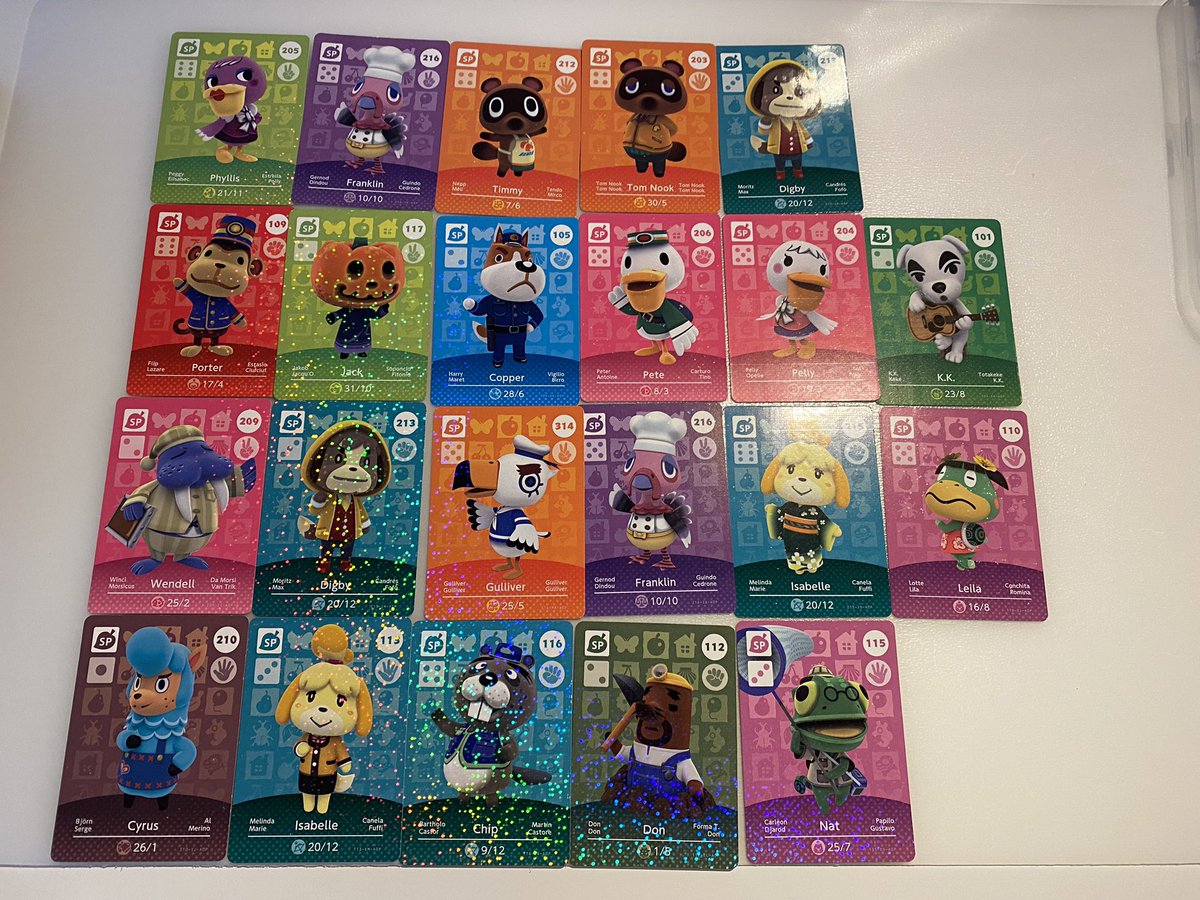 MuiACNH's tweet photo. Voici toutes mes doubles de cartes amiibo ! Je cherche à les vendre ou à les échanger ! Contactez-moi si vous êtes intéressé ! ☺️🌸

#ACNH #AnimalCrossingNewHorizons https://t.co/mY9rCPhYtg