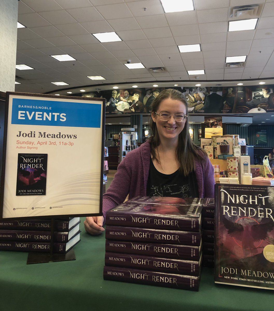 HolidayHouseBks's tweet photo. Happening now! @jodimeadows is signing at Barnes &amp; Noble in Manassas, VA! #Nightrender https://t.co/szYXJ2nUnp