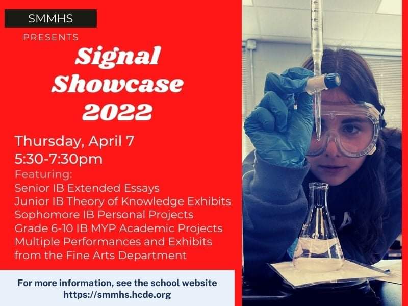 SMMHSEagles's tweet photo. #SignalShowcase is back!🦅
Come learn more about #IB offerings while seeing some amazing student work from 5:30-7:30pm THURSDAY. Senior IB Extended Essays, Junior IB TOK Exhibits, Soph Personal Projects, Grade 6-10 MYP Academic Projects, Fine Arts performances & more! #SMMHSsoars https://t.co/MSvfWT1ugw