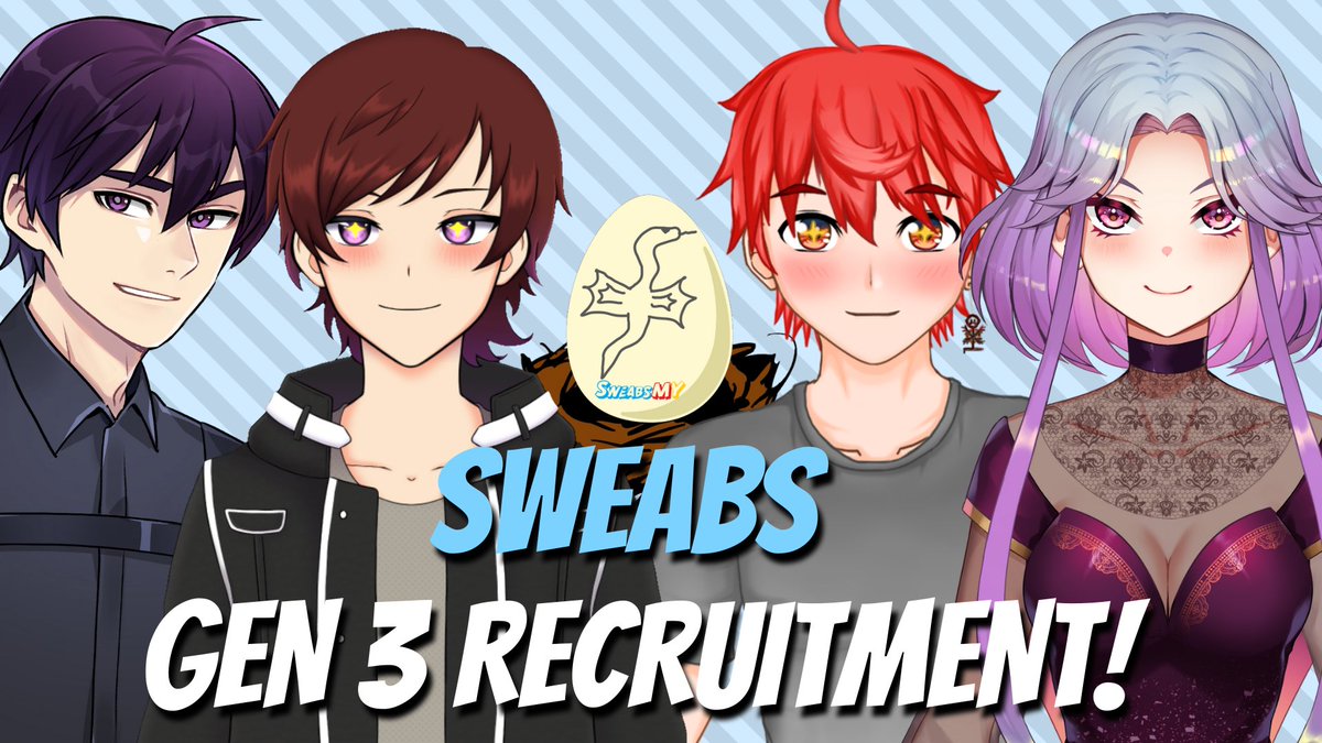 SweabsOfficial's tweet photo. News from the Sweabs Group!
We are recruiting new members for our gen 3, so if you are interested.
You may DM @MobulaF for further instructions!
#Sweabs #SweabsG #SweabsMY #VtubersEN #MYVT #VTuberUprising https://t.co/01XJxnV7Yq