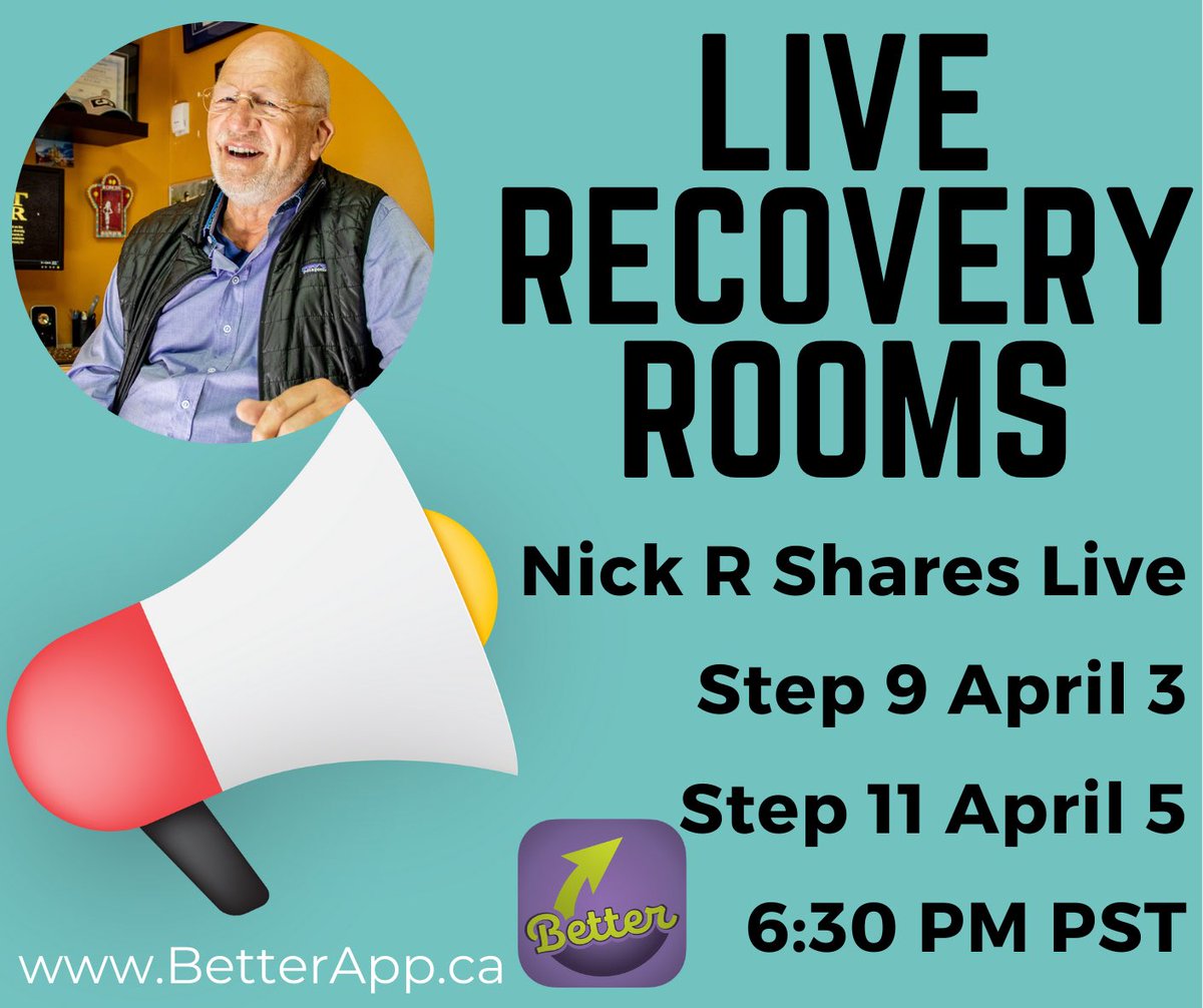 Last_Door's tweet image. Tonight Nick Ringma shares on Step 9 in a Better - My Recovery App Recovery Room Speaker Meeting 

Don’t have the app? Search for “better my recovery app” in your App Store. 

#SoberApp #12StepApp #RecoverApp #12StepSpeaker #RecoveryRoom #OverdosePreventionApp #HarmReduction