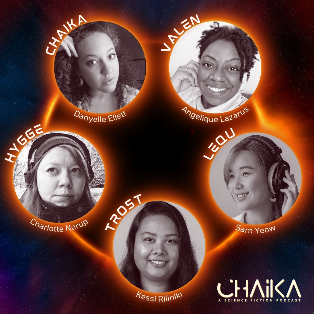Here they are - the season 1 cast!
Dany of @good_pointe <a href="/AngeliqueVoices/">Angelique Voices Things</a> <a href="/Charlotte_Norup/">Charlotte Norup</a> <a href="/VoiceActorSam/">Sam Yeow (rhymes with Meow)</a> <a href="/kessireusly/">KêssiR 🇩🇪🇵🇭🏳️‍🌈🏳️‍⚧️🐰</a>

CHAIKA premieres April 8 with fortnightly releases until late July.

#Chaikapod #SciFi #ScienceFiction #AudioDrama #FictionPodcast #VoiceActor #Casting #Podcast