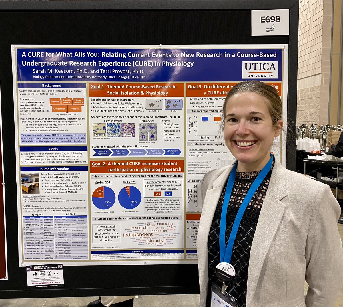 Dr <a href="/SarahKeesom/">Dr. Sarah M. Keesom</a> presenting her teaching poster with Dr Provost at #EB2022 . Nice new <a href="/uticauniversity/">Utica University</a> logo this year! More research to come in the next few days from <a href="/UticaBiology/">Utica University Biology Dept</a> !