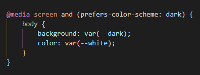 I_m_your_dev's tweet photo. How to create dark mode in CSS with a simple media-queries (using the OS user settings ) 😎✨ : 

#code #codingisfun #Website #CSS3 #webdeveloper #js #javascript https://t.co/e2wbYSkm8I