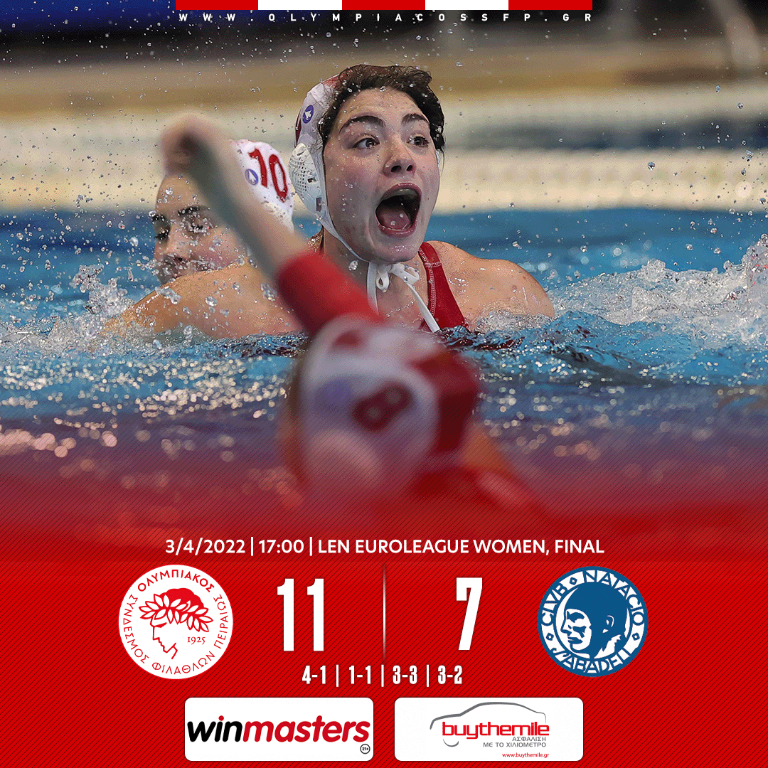 Ολυμπιακός – Σαμπαντέλ 11-7. Back to back πρωταθλήτριες Ευρώπης οι Ερυθρόλευκες