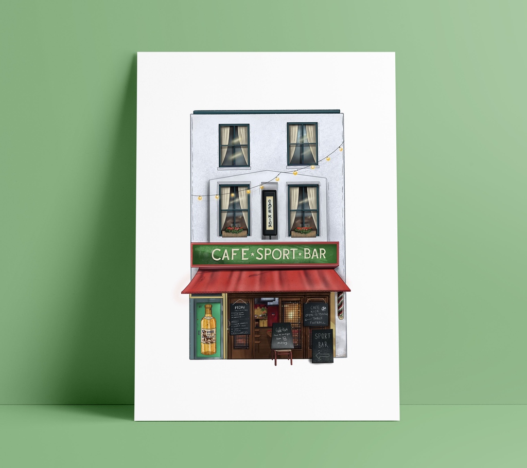 camberdesigns's tweet photo. New print alert! This was another (unpaid 😆) commission from my boyfriend, this is one of his personal favourite bars, and as a football lover, it's not hard to see why! It's littered with world cup flags and has lots of table football areas.
#cafekick #exmouthmarket #ec1 https://t.co/z3WUYqe9hd