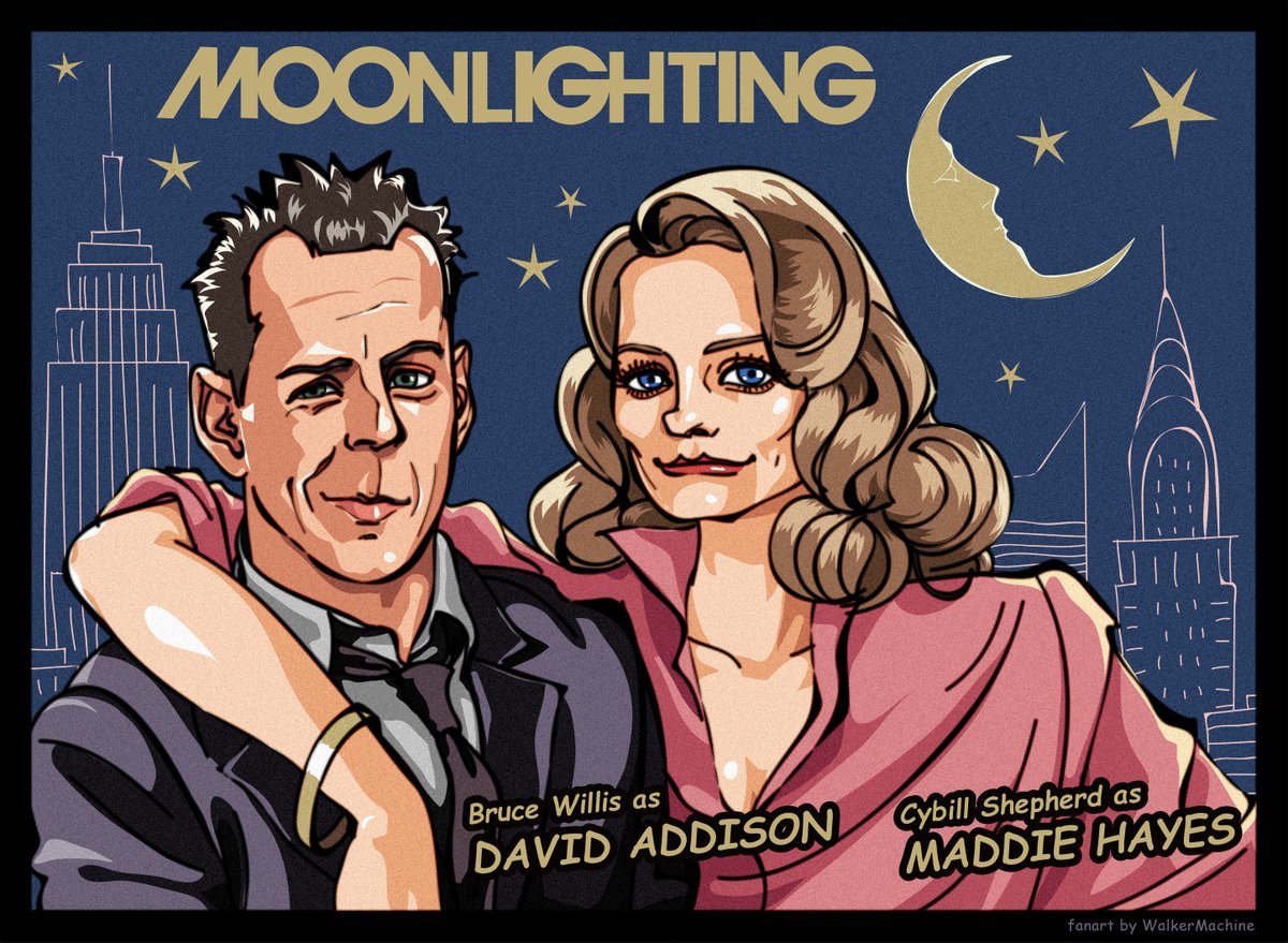 machine_walker's tweet photo. More than #JohnMcClane from #Diehard, #BruceWillis will always be #DavidAddison to me, Thank you Mr.  @GlennGCaron for your #Moonlighting. My all time favorite @SilverAgeTV. 

#ブルース・ウィリス #CybillShepherd #fanart #portrait #caricature #イラスト #似顔絵 #似顔絵師 #80sTV https://t.co/XpBGl2EACb