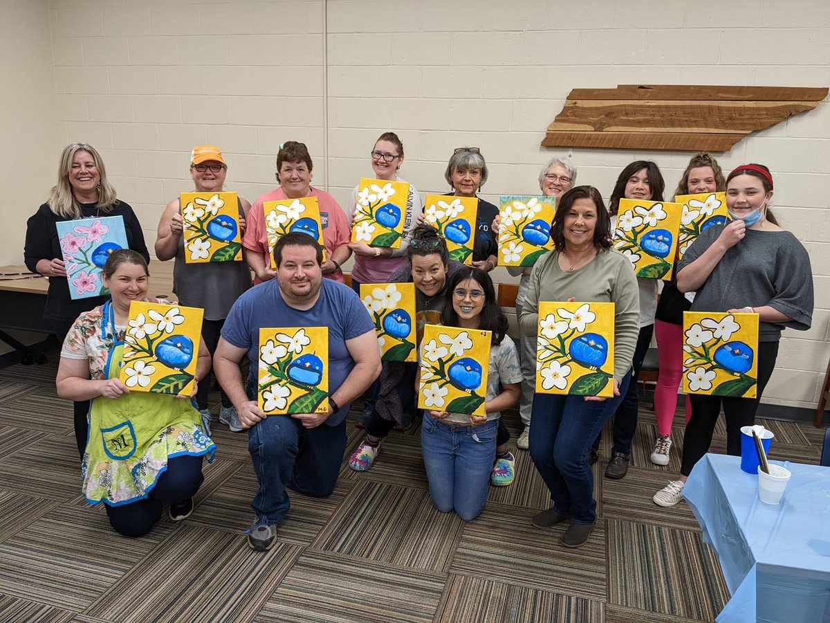 And finally the completed painting from our Pizza &amp; Painting party today!  Even though we're all painting the same painting, love seeing all the individual touches  that makes each painting unique!

#dicksonymca 
#morethanagym 
#dicksoncounty