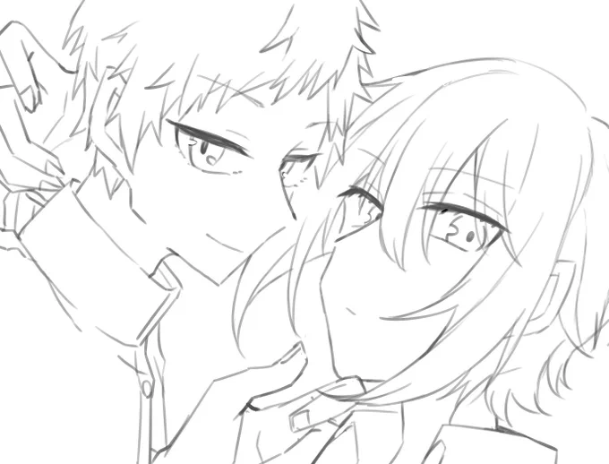 今創作男女カプ本をつくろうと必死_(┐「ε:)_
たぶん表紙になるイラストの下書き 