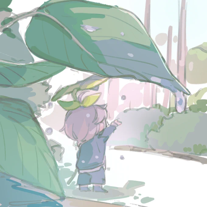 雨の逃亡日☔️ #かな絵 