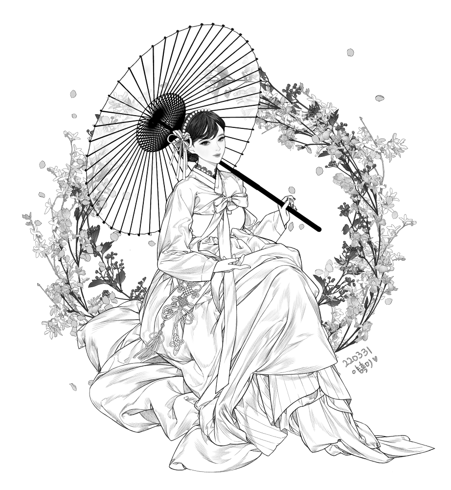 최근에 채색했던 한복들 선화🥰🌸💖 