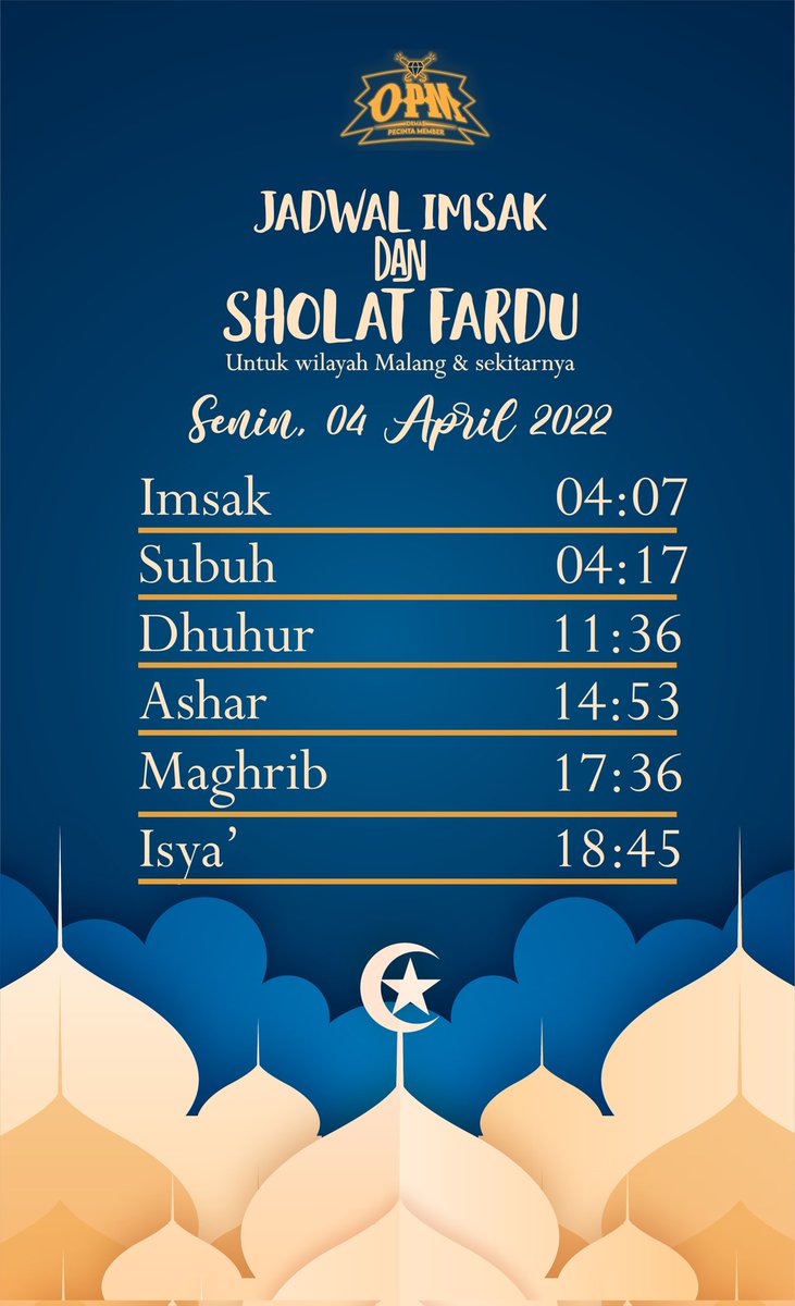 Berikut jadwal imsakiyah dan sholat fardu 2 ramadhan untuk wilayah malang dan sekitarnya