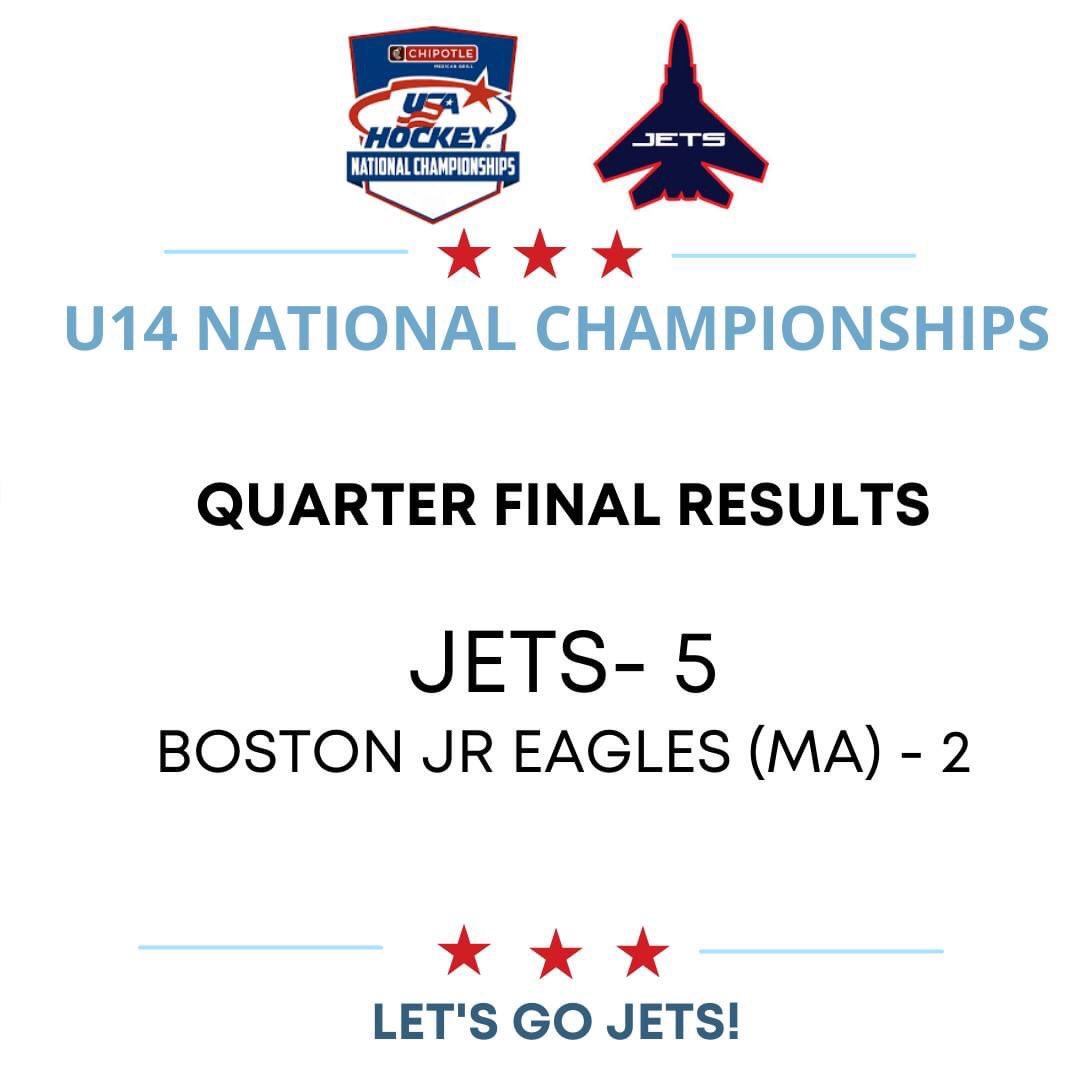 Chicago Jets Hockey Jets 07s Punch Their Ticket To The National Semi Finals With A 5 2 Win Over The Boston Jr Eagles Next Up Allegheny Badgers At 3pm Est Catch The Chicago Jets Hockey Jets 07s Punch Their Ticket To The National Semi Finals With A 5 2 Win Over The Boston Jr Eagles Next Up Allegheny Badgers At 3pm Est Catch The