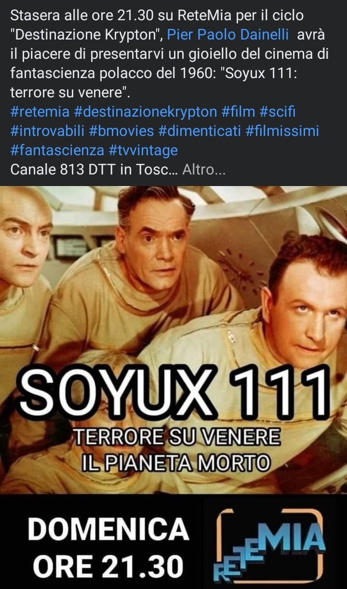 psychotoni67's tweet photo. Quando i Polacchi si dovevano preoccupare solo degli abitanti di Venere!😎 Stasera alle 21.30 su #retemia #scifi #fantascienza #vintage #retro #anni60 #soyux #space #3aprile https://t.co/sYFbAjU2iq