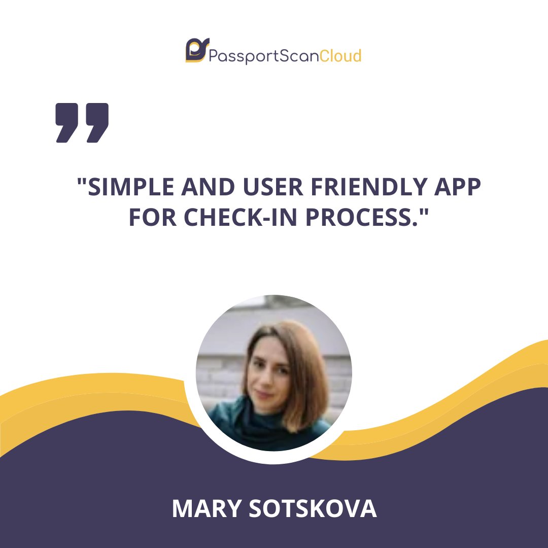 PassportScan's tweet image. ⭐⭐⭐⭐⭐

"Simple and user friendly app for check-in process."
- Mary Sotskova

Sign up and start your trial now! passportscan.net

#PassportScan #PassportScanCloud #Scan #Cloud #PMS #Documents ⭐