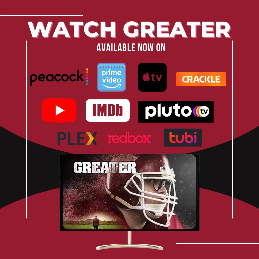 Greater is available on multiple platforms, watch the inspiring story of Brandon Burlsworth today. #GreaterThanMe