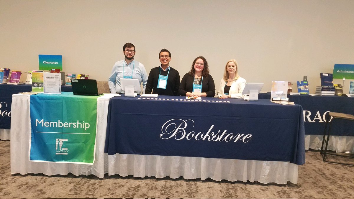 Good morning #aacrao22 ! 
The Bookstore is open and the staff is ready to serve you. Stop by Lobby D and say hello!