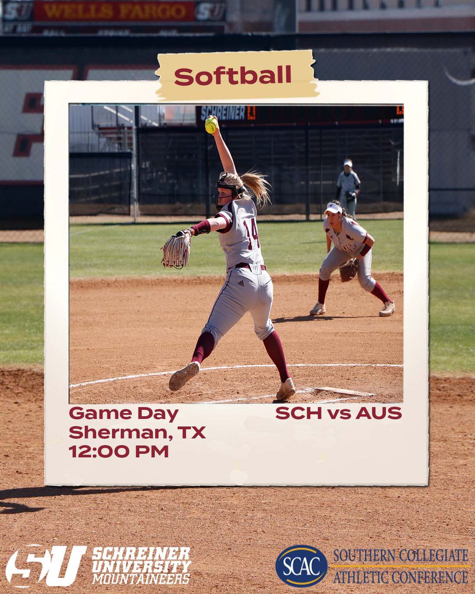 SUMountaineers's tweet photo. #GAMEDAY | @schreinersb 
🆚Austin College 
📍Sherman, TX
⏰12:00 PM

#GoNeers | #FearTheNeer https://t.co/PYltPleECN