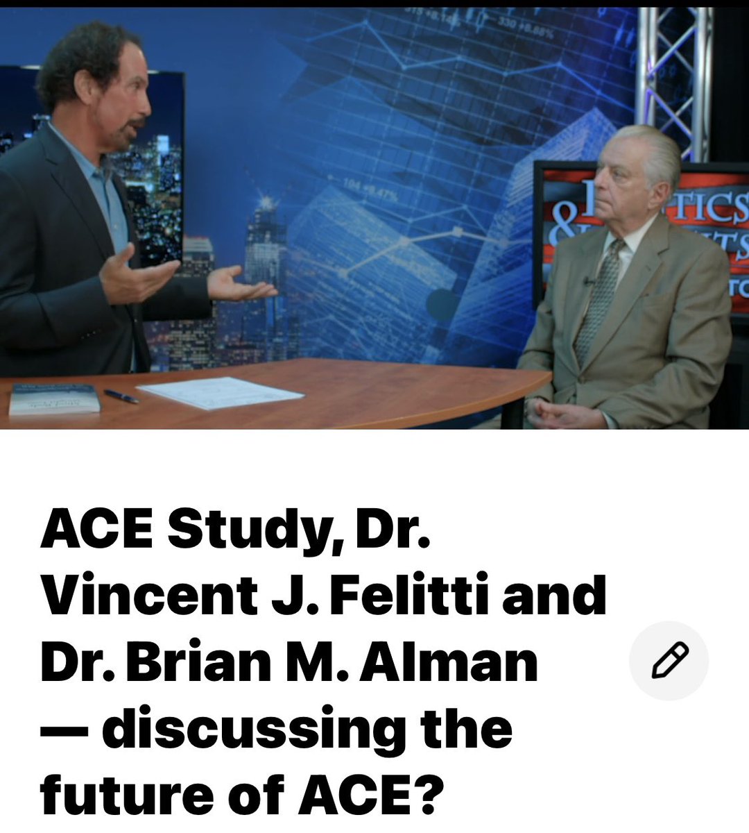 DrAlman's tweet image. Our Family Trauma(s): Impact Years Later?
KUSI TV 9:30 AM PST &amp;amp; kusi.com

Meet Co-Principal Investigator of ACE Study &amp;amp; global expert on trauma with ACE treatment solution colleague, Dr.Brian Alman
vimeo.com/675718712/6935… 

#KUSI #Oscars#WillSmith #PacesConnection