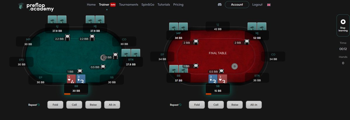 PokerAcademy_'s tweet photo. Every single day we are working on our software. This time we've added timer to your warmup mode in Preflop Academy Trainer!

Plan your session and pay attention to pre-game time. Our trainer give you possibility to start session on maximum focus! #preflopstrategy https://t.co/Py8hQdcqnN