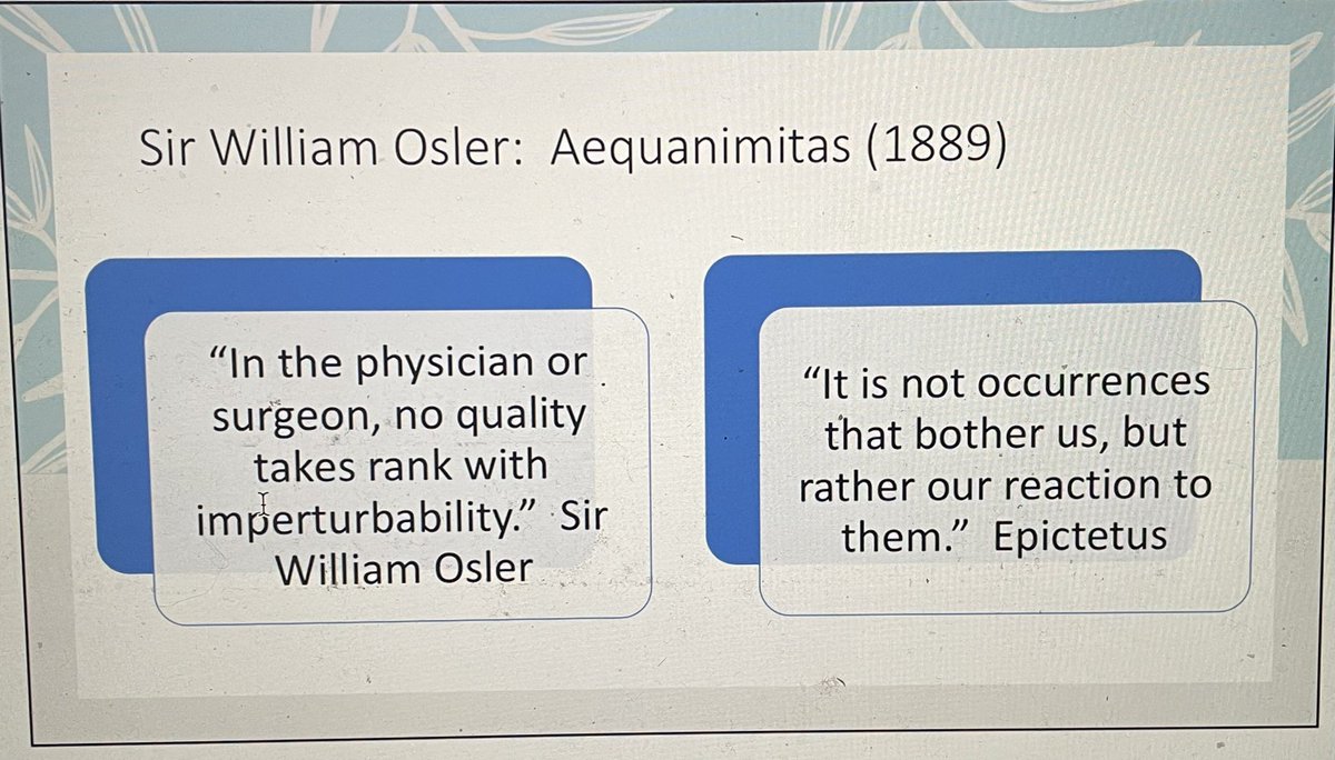 Two crucial features of a surgeon leader: 1. Imperturbability 2. Equanimity. #ConflictManagement #RATL2022 @KylaTerhune