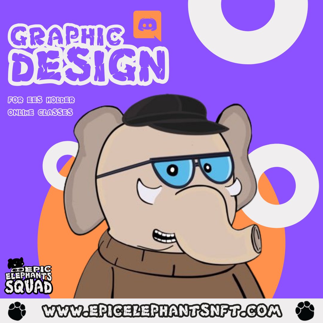 EpicElephants's tweet image. Being an @EpicElephants #NFT holder give you one of the perks and connecting with community.
🐘Exclusive Educational Classes for EES Holders 🐘
We are conducting Graphic Design and #nftart online classes made @barteuartist  the #EES Team 🐘🎓. 
Join us! #education #epicfollowepic