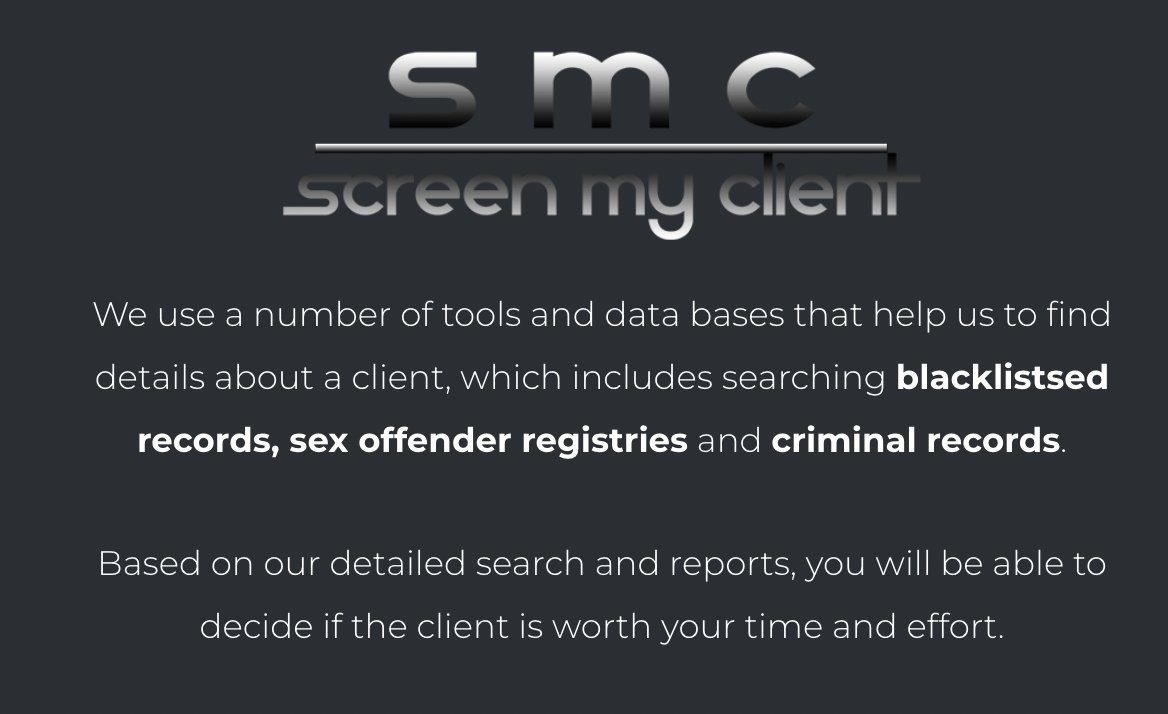screenmyclient's tweet photo. Request Client Screening
Client screening and background verification. You never have to do a background check on a client, ever again. Read more here: https://t.co/0LDuVC6Rou #clientverification #providers #screeening #service https://t.co/w2pk6m9DtN