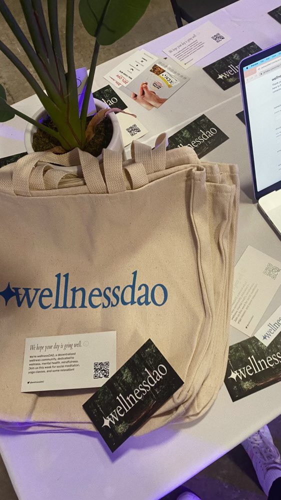 last day to hang out with us in Miami!

nfty tote bags for participants in our hourly social meditation and breathwork sessions 🎒