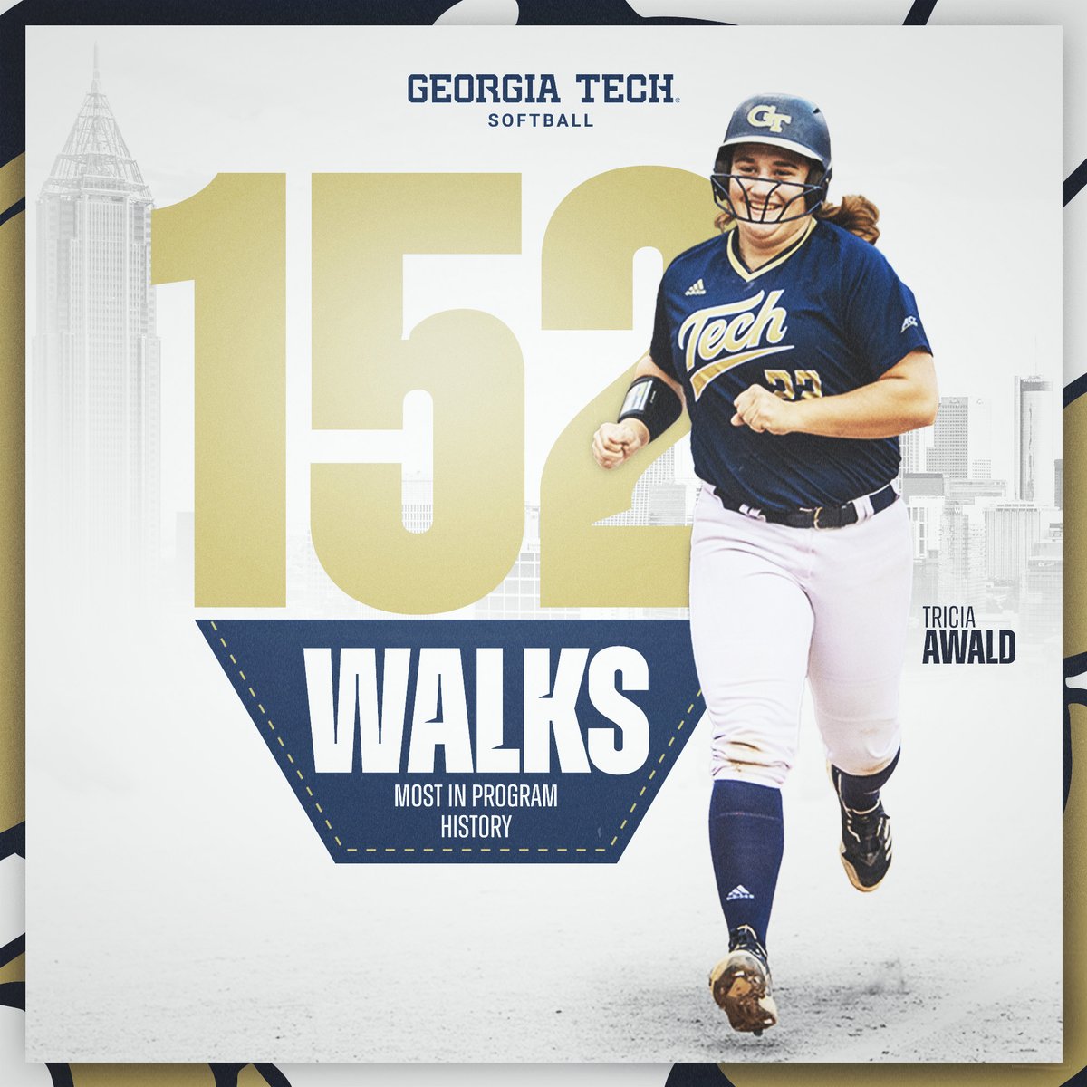 👑𝐅𝐄𝐀𝐑 𝐓𝐇𝐄 𝐐𝐔𝐄𝐄𝐍👑 @TriciaAwald22 has become our 𝘼𝙇𝙇-𝙏𝙄𝙈𝙀 𝙇𝙀𝘼𝘿𝙀𝙍 in career walks❕🚶‍♀️ Safe to say other pitchers don't want those problems when Trish steps to the dish 🙅‍♀️ #BeGold /// #404Institute