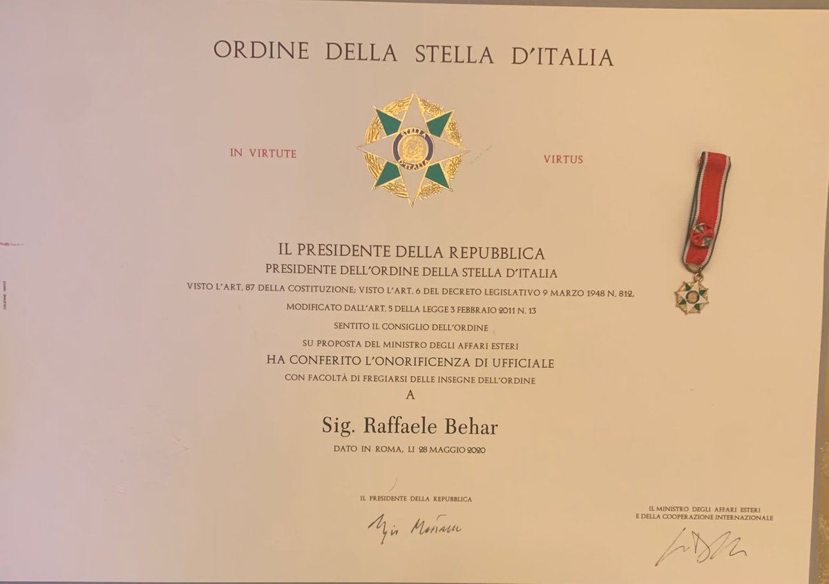 Sevgili Rıfat Behar ağabeyimiz ile gurur duyduk🎖👏<a href="/ItalyinTurkey/">İtalya</a> <a href="/ItalyinIstanbul/">Italy in Istanbul</a> <a href="/SALOMgazetesi/">Şalom Gazetesi</a>