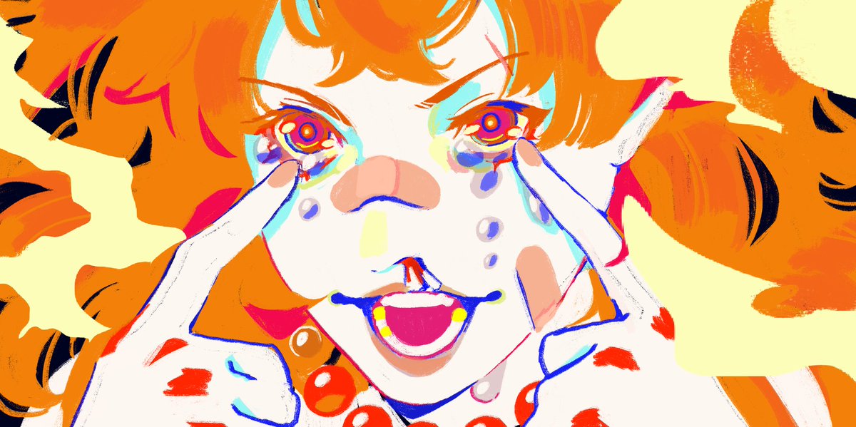 1girl solo orange hair tears open mouth looking at viewer bandaid  illustration images
