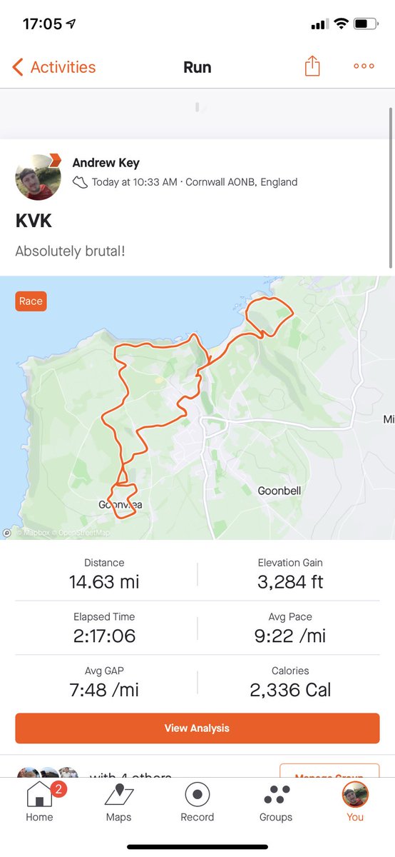 Kernow Verticle Kilometre by <a href="/freedom_racing/">Tom_@_FR</a> today. 15 miles of enjoyable views and brutal hills. Quite possibly the toughest race I’ve ever run. Now to enjoy my complementary @DriftwoodSpars beer in the garden #trailrunning #cornwallrunning