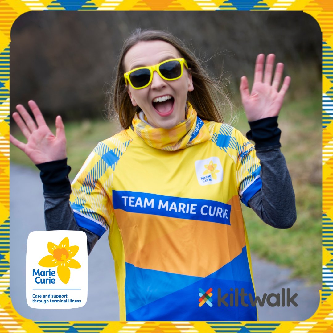MarieCurieSCO's tweet photo. 3 wks and counting to our first live @thekiltwalk of 22 in Glasgow. It's not too late to sign up to get your exclusive Marie Curie T-Shirt, the chance to win a brand new car, and of course 50% top up on fundraising thanks to 
@THunterF Sign up at https://t.co/jy8R8pBV4c 💛💛💛💛 https://t.co/I5j4Kmq6Yq