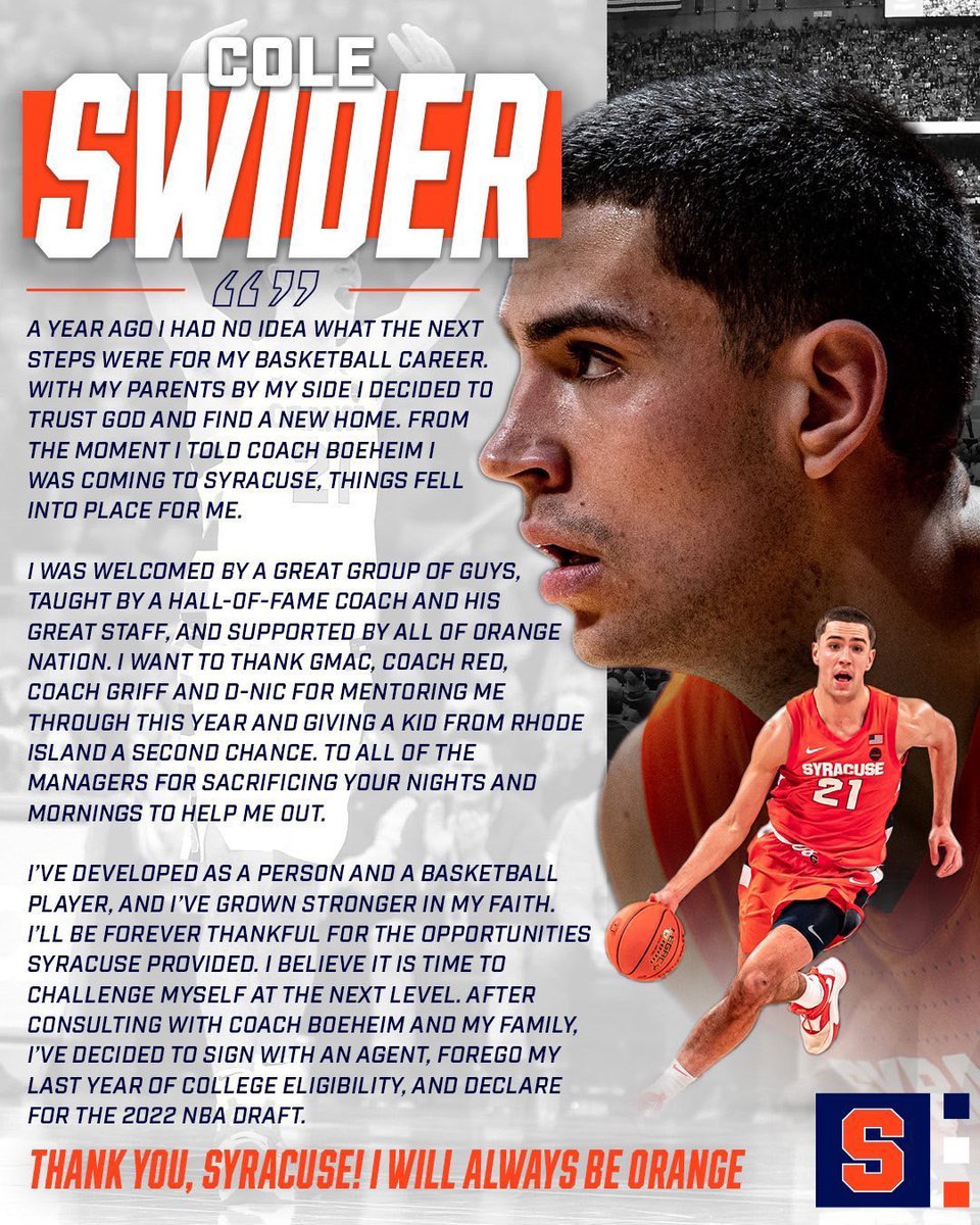 All Glory to God. Words can’t describe how much this year meant to my family and I. I will be Orange for Life. Thank you Syracuse. 🧡🍊