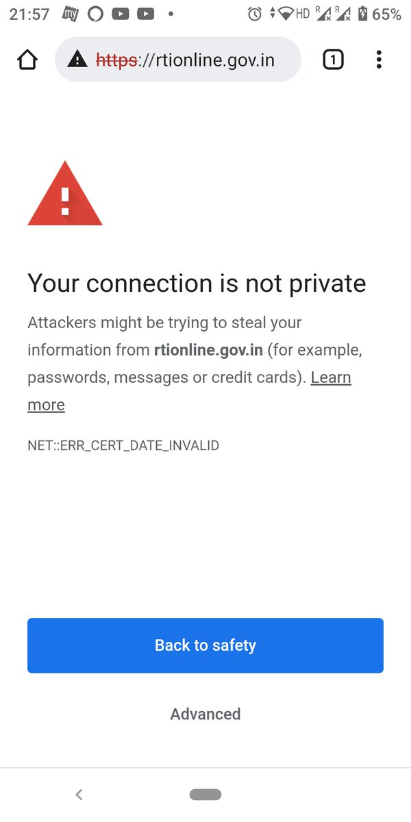 RAUNAKBHU's tweet photo. @MIB_India @GoI_MeitY 
The rti site of central government is not functioning well.When we open it an information displays that your site is not private and attackers may steal your information from rti site.Please consider and resolve it. https://t.co/BxAPCnCGUa