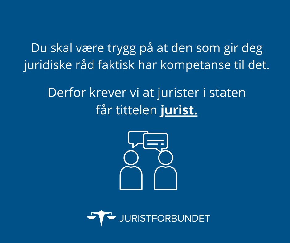 Juristers kompetanse tåkelegges ofte bak titler som KONSULENT eller RÅDGIVER. Dette er et problem. Du skal vite at den som har gitt deg råd eller avgjort saken din har riktig kompetanse.

Derfor krever Juristforbundet at staten tar i bruk tittelen JURIST i statlige virksomheter.