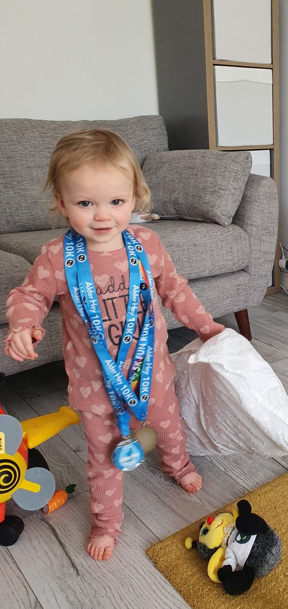 TomJSutherland's tweet photo. Goose &amp; me ran the @AlderHey10k (in 67minutes) at Haydock Racecourse today! I was the only running buggy in a field of surprisingly fast club runners, so Goose is loving her medals 😆 Lovely to get her out at the line and have us walk across it together ❤️
https://t.co/edcXCaErew https://t.co/qyVEQ4IDig