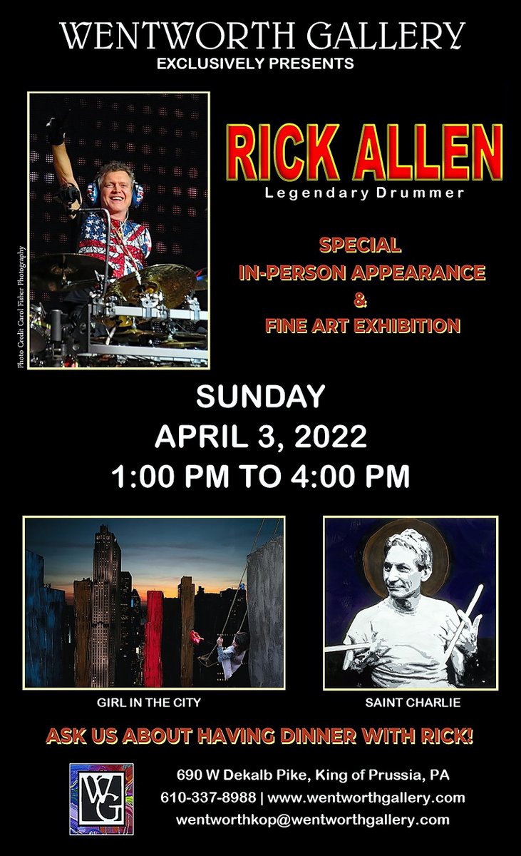 rickallenlive's tweet image. Hey PA! 😉 I'm in King of Prussia right now for an in-person appearance. Would love to see you as you come to check out my latest artwork that is on display and say Hello! 🙂 All are welcome. See you soon! ✌

Sun 4/3
1-4pm
Wentworth Gallery
690 W Dekalb Pike
King of Prussia, PA
