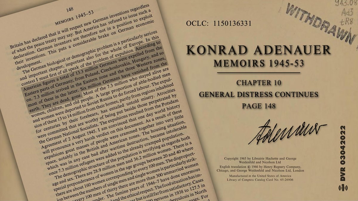 volksrundfunk's tweet photo. #DeutscherVolksRundfunk #VolksRundfunk
Zu den 13,3 Millionen aus den Ostgebieten vertriebenen Deutschen schreibt #Konrad_Adenauer in seinem Buch: "Nur 7,3 Millionen sind in der Ostzone und in den 3 Westzonen angekommen. #6Millionen Deutsche sind vom Erdboden verschwunden, - tot." https://t.co/hEf9caPXHu