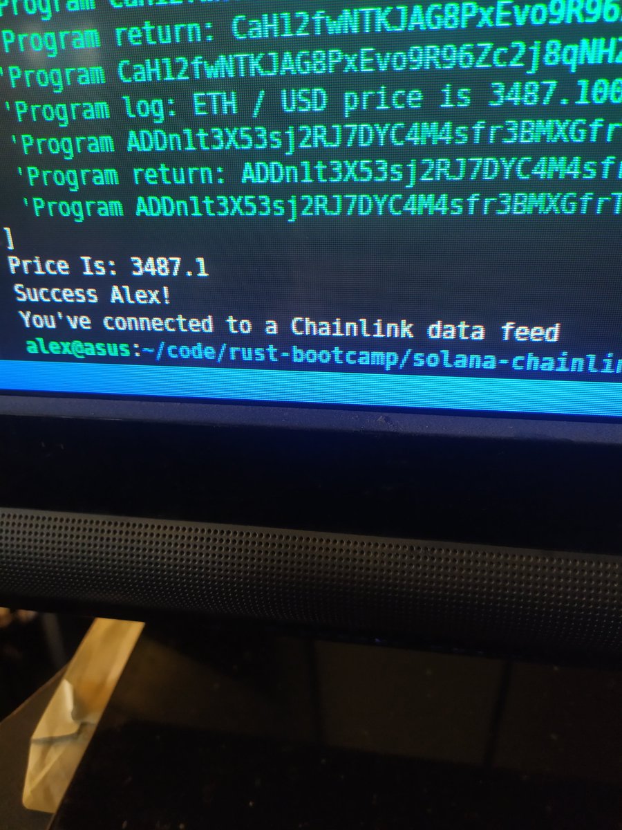 notlikepaka's tweet photo. Solana + Chainlink = fun Sunday morning
#blockchaindeveloperbootcamp #chainlink #solana #rust #javascript #pricefeed https://t.co/3muM0I2YYS