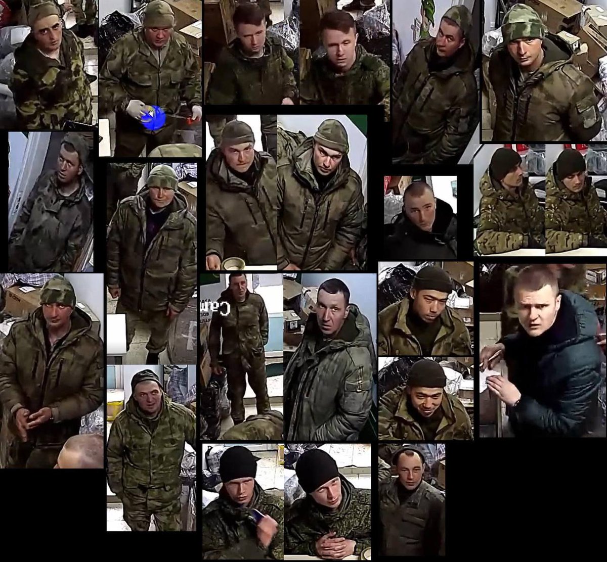 markito0171's tweet photo. "the looters of #Kyiv" 
from security cam in mail order shop in #Belarus https://t.co/74eedatLsI