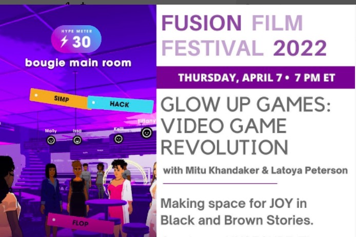 fusionfilmfest's tweet photo. April 7 IN PERSON! @NYUTischSchool Video Games Revolution with @GlowUpGames the gaming studio led by @Mituk & Latoya Peterson. Their partnership with @IssaRae created The Come Up Game. Full Fusion Fest schedule: https://t.co/xaGk4RQN3M NYU ID + Daily Pass Required #InsecureGame https://t.co/cT9GhFzavB