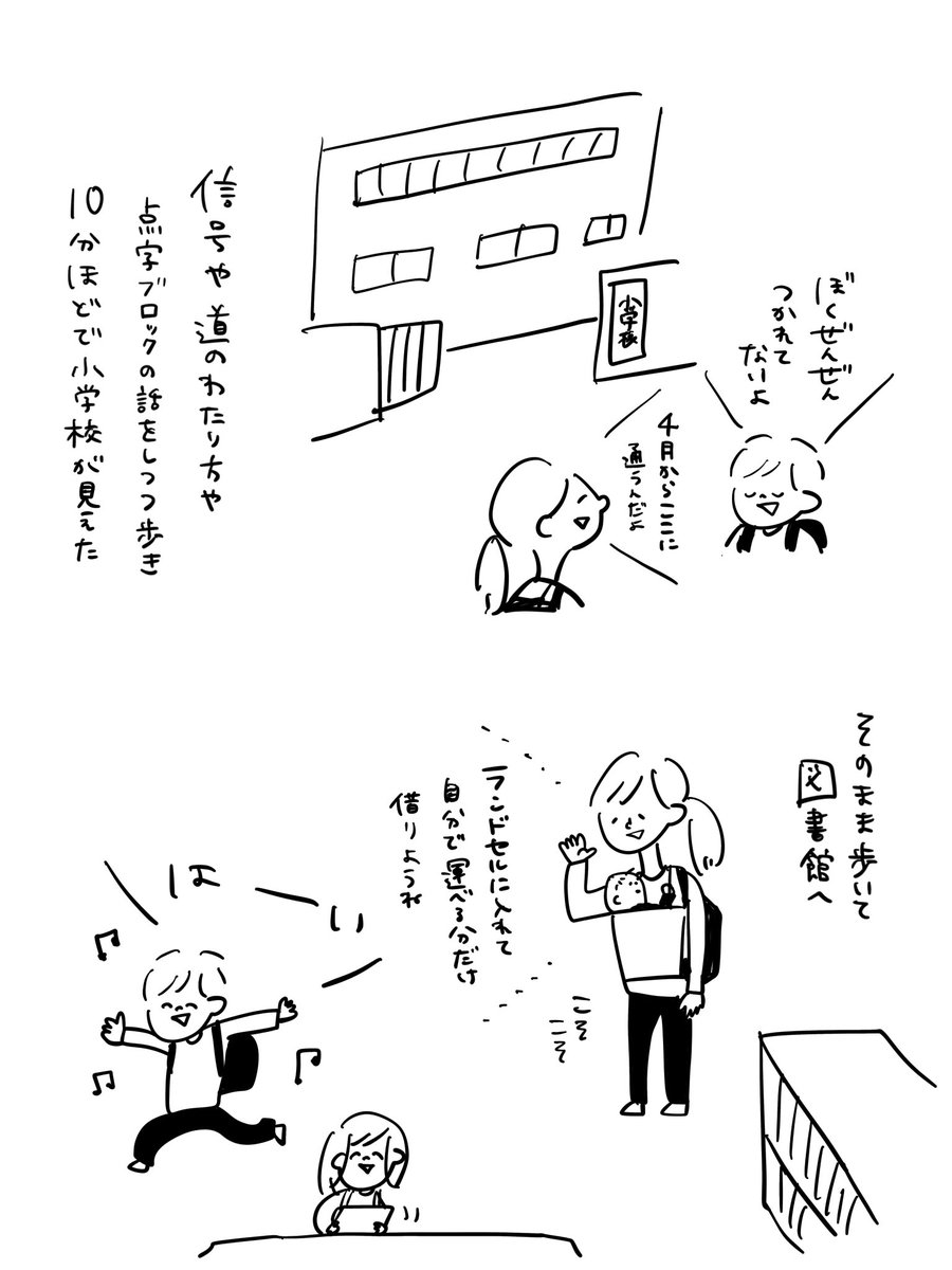 ランドセルで図書館に行った話 1/2

#むぴーの絵日記 