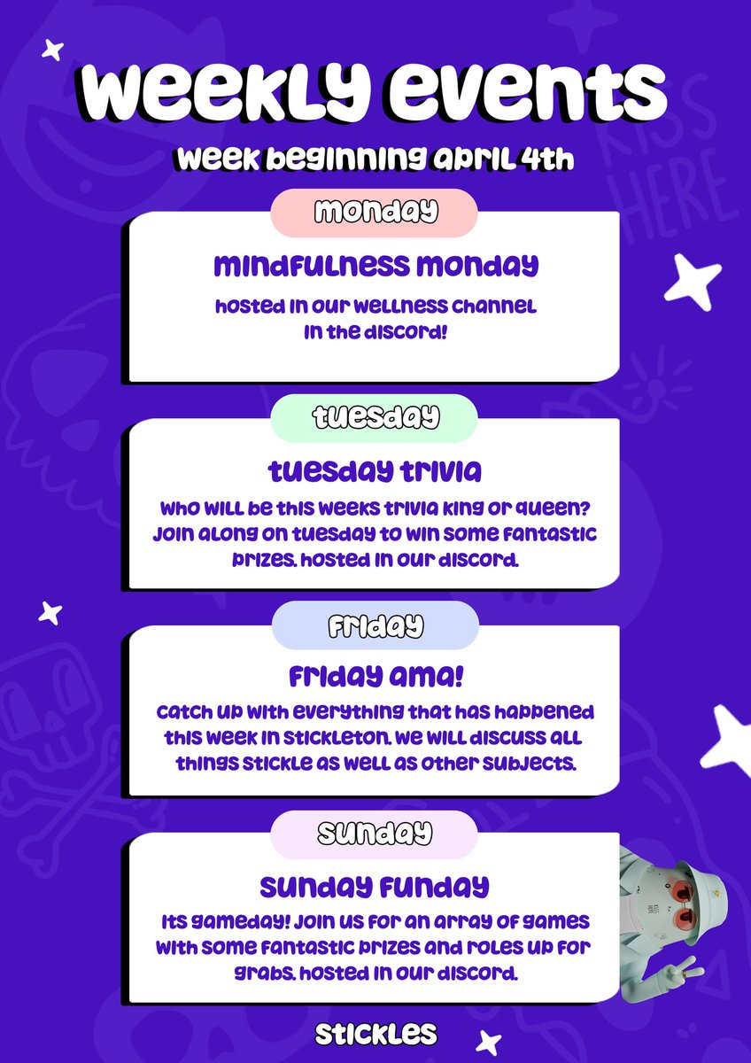 This week in Stickleton … 🏡

#stickles #stickleton #nft #events #weekly #utility #P2E #C2E #HODL