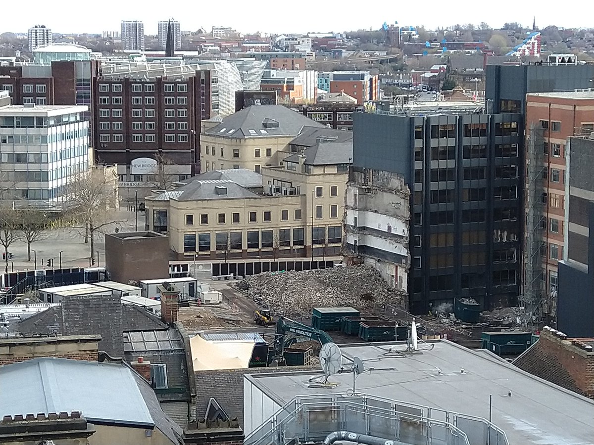 URBaNEregen's tweet photo. Different perspective of #RealEstate developments changing #Newcastle skyline from top Grey's Monument: Hadrian's Tower on Boulevard; demolition of Northern Block site &amp; Bank House at either end of Pilgrim St @NewcastleGuides @NE1BID @PicsOfNewcastle @KF_NorthEast @NewcastleCC https://t.co/KCJxudSauC